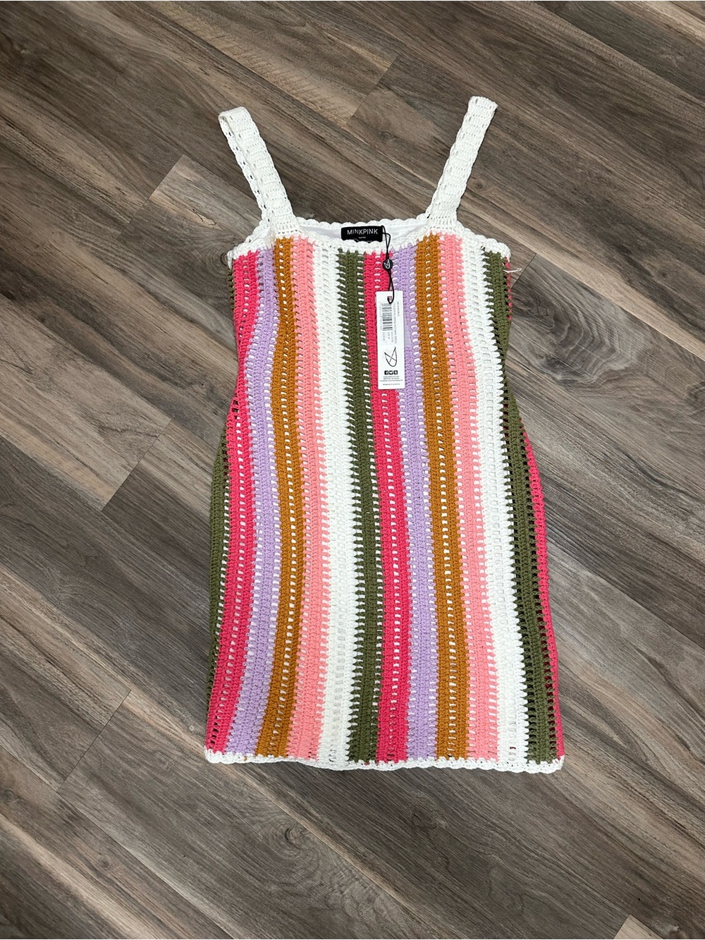 MINKPINK Lito Stripe Crochet Mini Dress